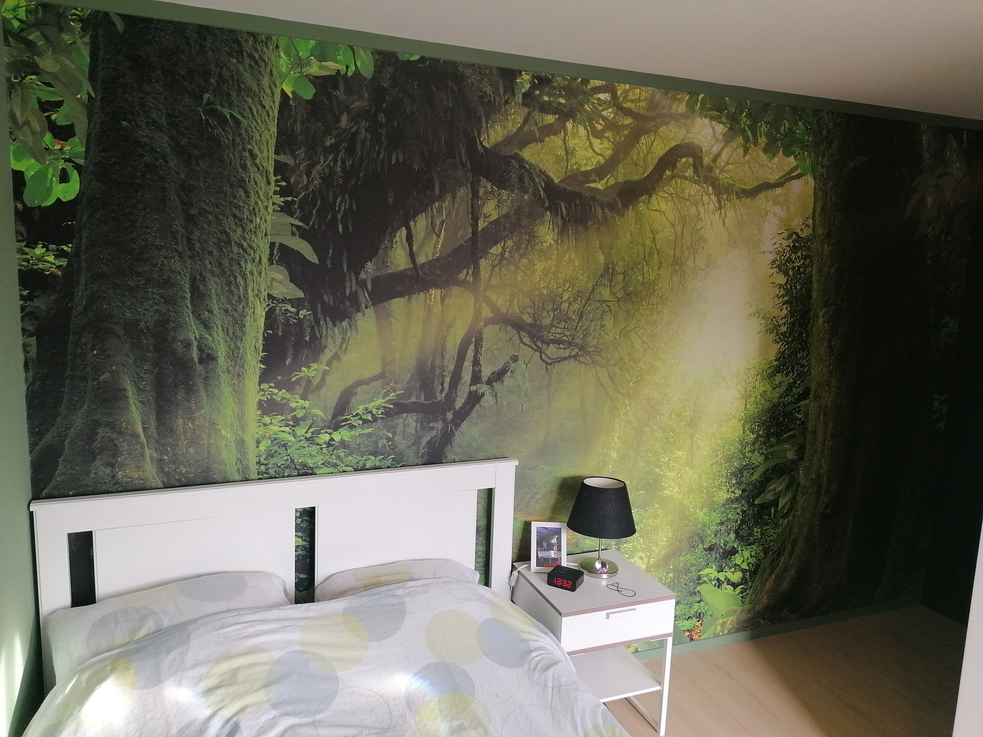 Slaapkamer met jungle fotobehang